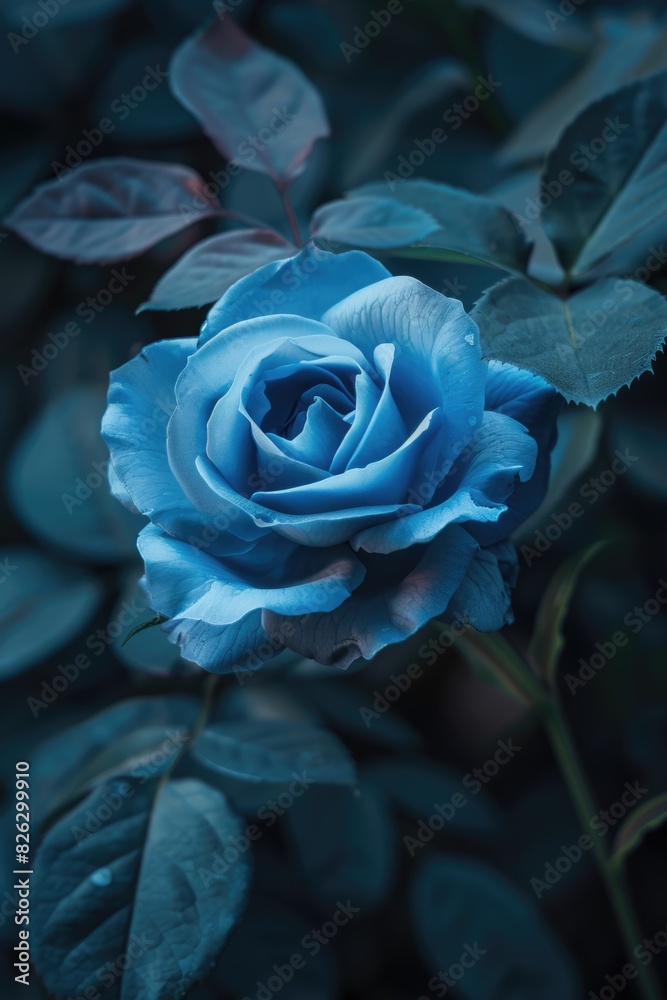 Blue Rose. Beautiful Nature Flower with Love Themed Blue Background Blue Rose. Beautiful Nature Flower with Love Themed Blue Background