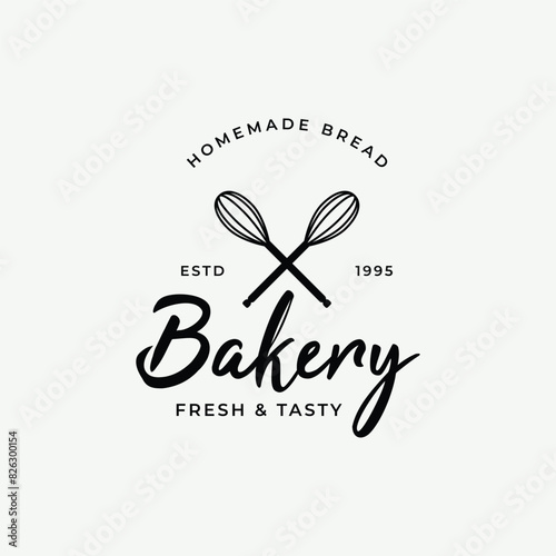 Delicious and tasty organic Fresh Baked Bakery Shop Logo design retro vintage.Logo for bakery shop, label or badge, business.