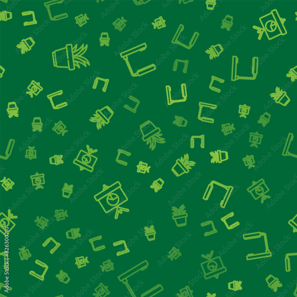 Set line Plant in pot, Chalkboard with diagram and Table lamp on seamless pattern. Vector Set line Plant in pot, Chalkboard with diagram and Table lamp on seamless pattern. Vector