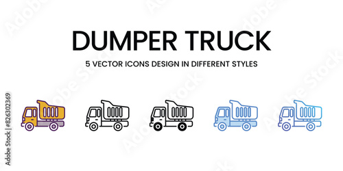 Dumper Truck icons vector set stock illustration.