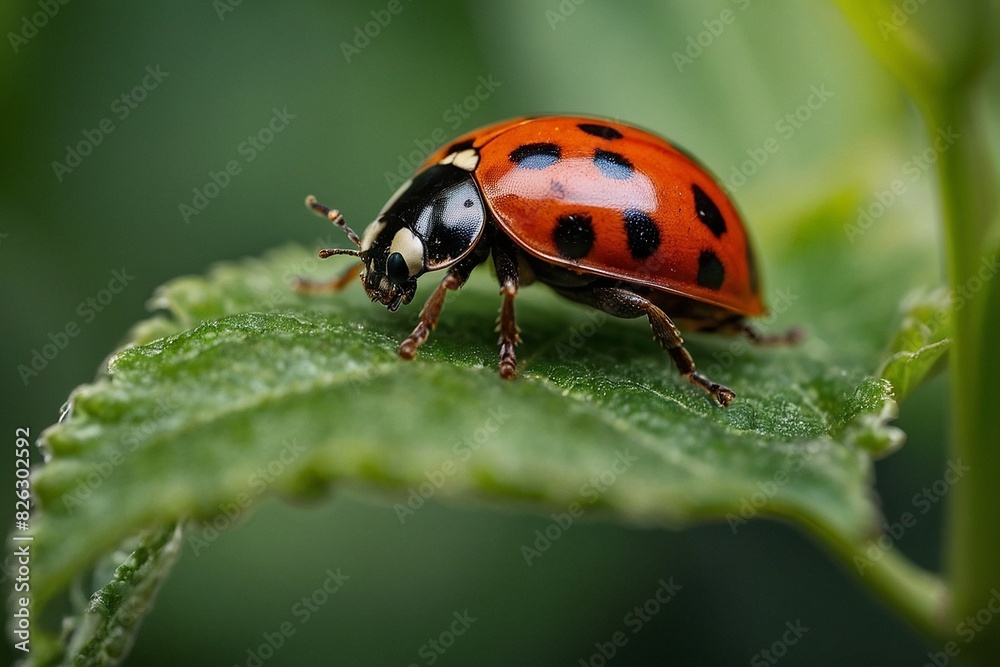 Naklejka premium ladybird on a leaf