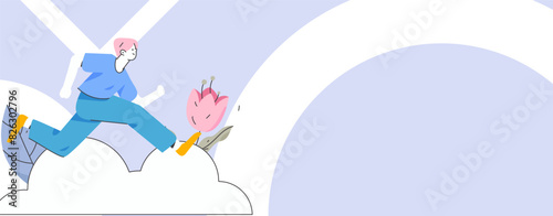 People exercising healthy running vector internet operation illustration
