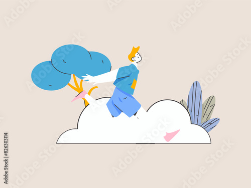 People exercising healthy running vector internet operation illustration
