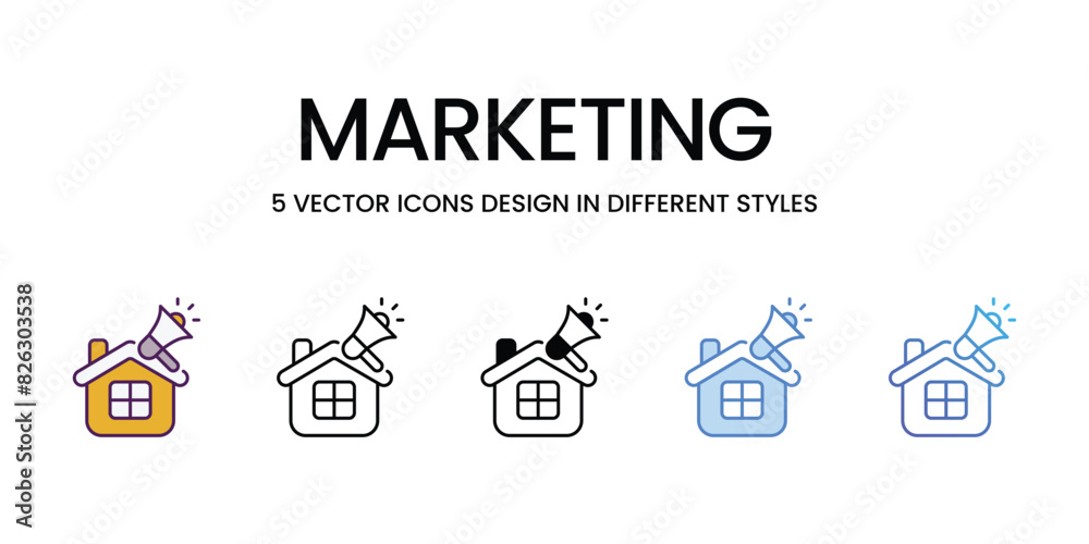 Marketing icons vector set stock illustration.