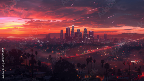 Los Angeles Cityscape Panorama View photo