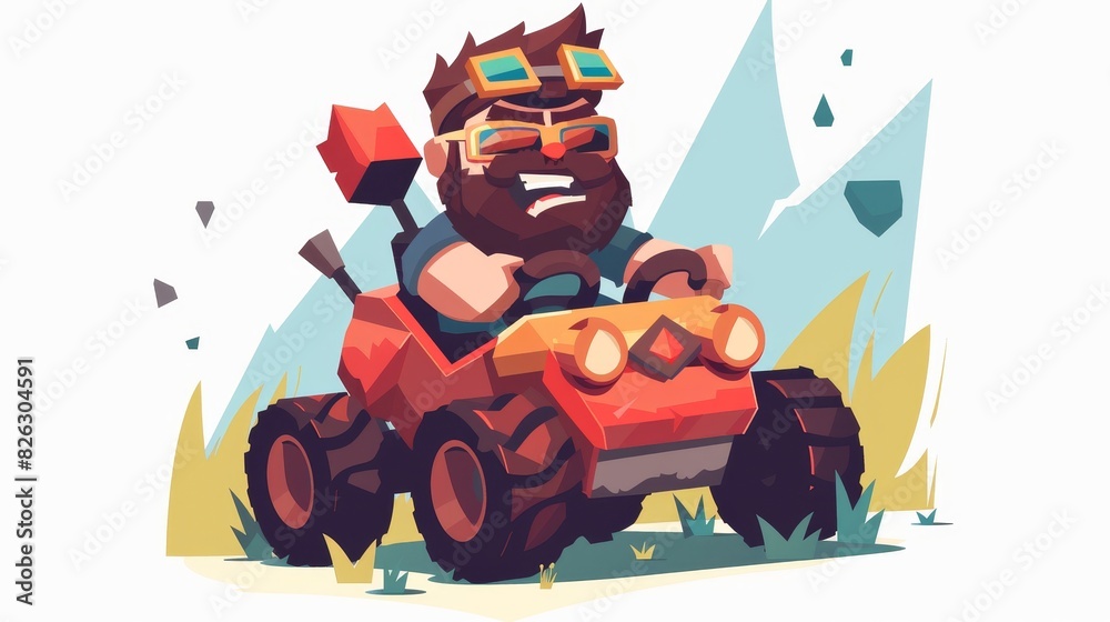 This cartoon character is having a great time on the ride modern illustration This cartoon character is having a great time on the ride modern illustration