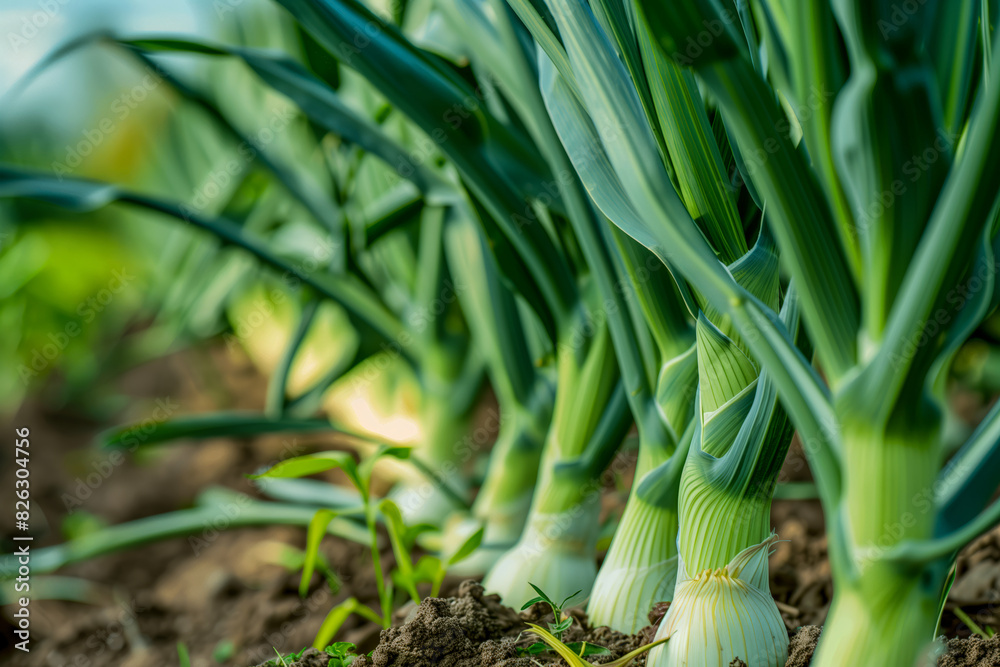 Obraz premium Onions growing in field