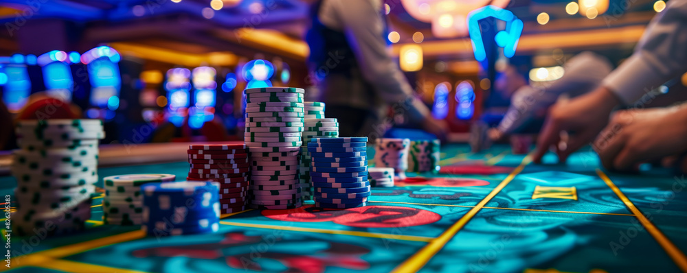 Obraz premium Casino table with chips and cards