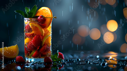 Craft Cocktail with Fruit Twist High Resolution Image Showcasing Fresh Mixology Vibes