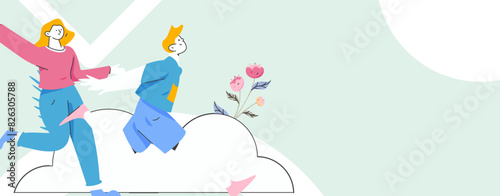 People exercising healthy running vector internet operation illustration
