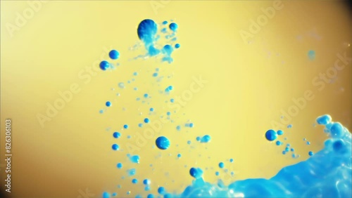 A vibrant blue liquid splashing across a cheerful yellow background, creating a lively and colorful scene with a sense of movement and energy
