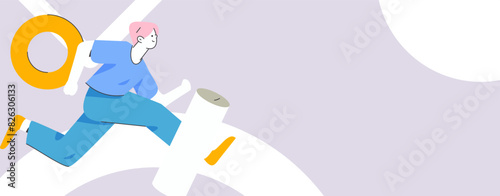 People exercising healthy running vector internet operation illustration
