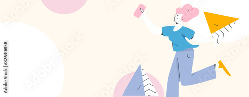 People exercising healthy running vector internet operation illustration
