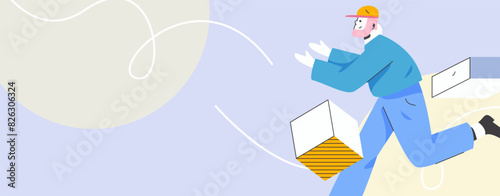 People exercising healthy running vector internet operation illustration
