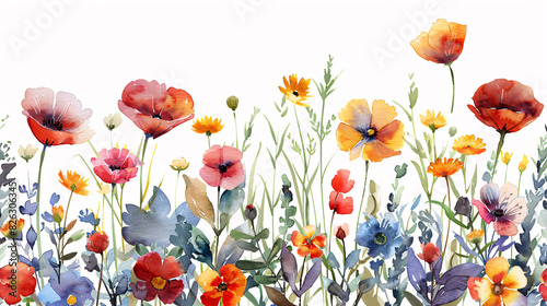 Modern watercolor art of peony flowers and green leaves, perfect for wedding decorations, isolated on white background