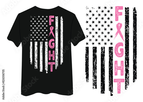 Fight Breast Cancer Awareness Flag T Shirt Design