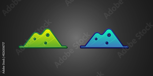 Green and blue Salt icon isolated on black background. Vector