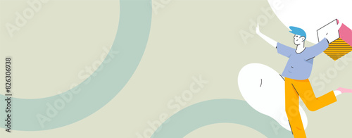 People exercising healthy running vector internet operation illustration
