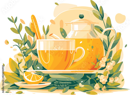 Vector illustration of a cup of herbal tea