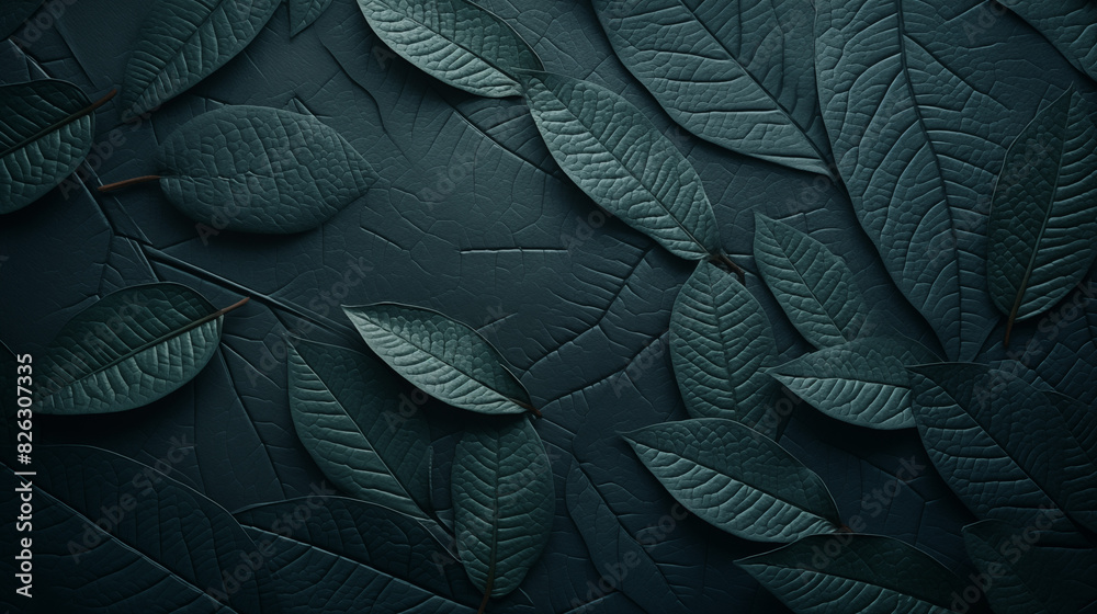 Intricate Leaf Design - Dark Green Botanical Art Intricate Leaf Design - Dark Green Botanical Art