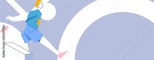 People exercising healthy running vector internet operation illustration
