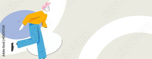People exercising healthy running vector internet operation illustration
