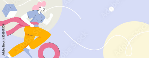 People exercising healthy running vector internet operation illustration
