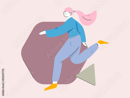 People exercising healthy running vector internet operation illustration
