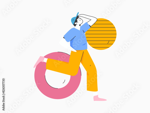 People exercising healthy running vector internet operation illustration
