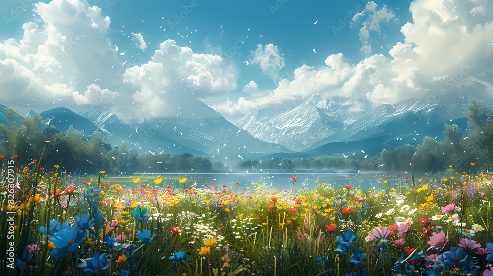 custom made wallpaper toronto digitalserene meadow with wildflowers in soft liquid hues