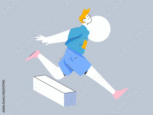People exercising healthy running vector internet operation illustration
