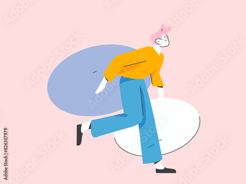People exercising healthy running vector internet operation illustration
