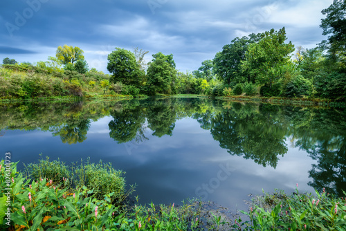 Fototapeta Naklejka Na Ścianę i Meble -  Early morning lake view Beckley Creek Park Louisville KY