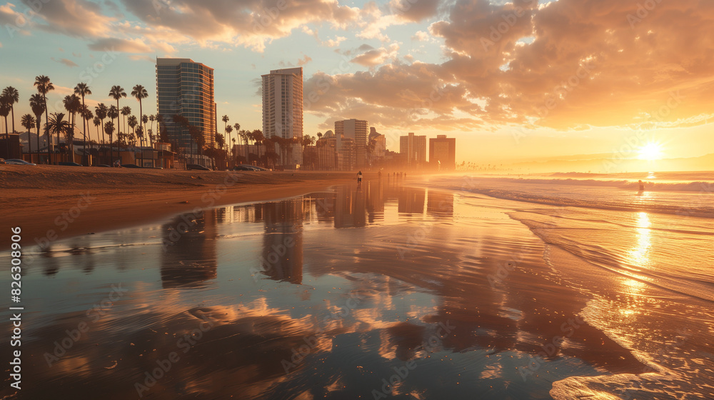 Fototapeta premium Long Beach, California: Beach City Overview