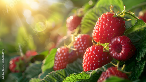 Vibrant Organic Berry Farm  High Resolution Image with Glossy Backdrop  Sustainable Growth Concept