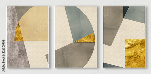 Digital illustration of three frames with abstract oil painting art for backgrounds