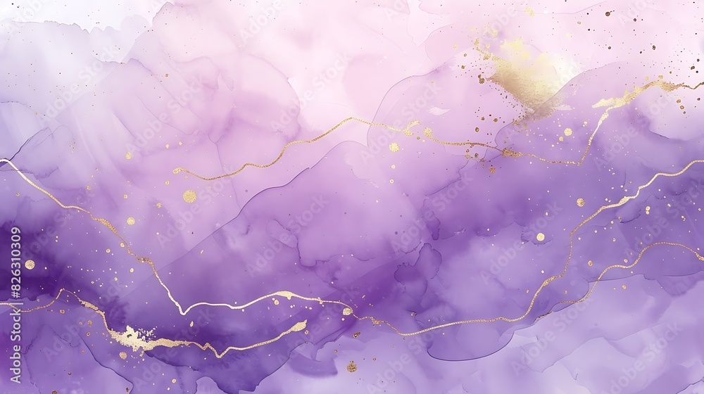 custom made wallpaper toronto digitalAbstract purple and pink watercolor background with gold glitter.