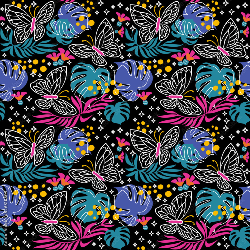 custom made wallpaper toronto digitalLine butterfly seamless pattern of butterfliesbuterflies set of spring. Used as design for background, wallpaper, wrapping, fabric, textile fashion wearing.