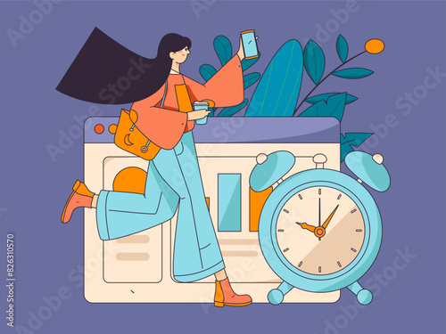 People exercising healthy running vector internet operation illustration
