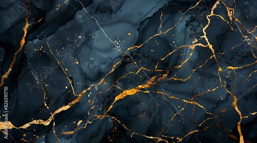 Blue and gold marble texture with high resolution