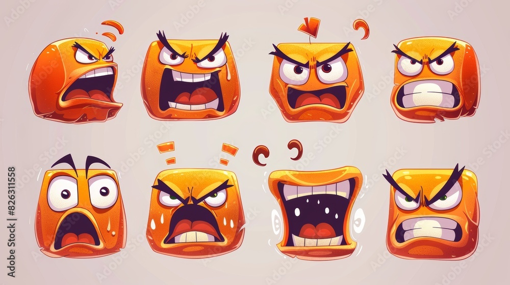 Modern set of cartoony expression sign doodle line strokes, emoji emoticons, and symbols of emotion for cartoon characters. Modern set of cartoony expression sign doodle line strokes, emoji emoticons, and symbols of emotion for cartoon characters.
