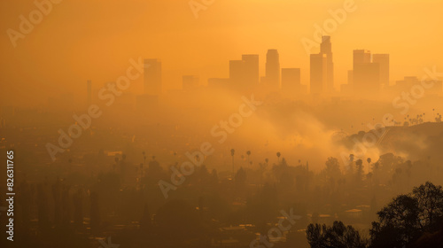 Griffith Park View: Smog & Haze from Brush Fire Concealing LA Skyline photo