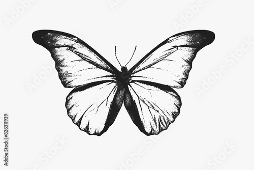 Butterfly trendy element stippling photo effect. Y2k collage elements for design. Halftone
 (ID: 826311939)