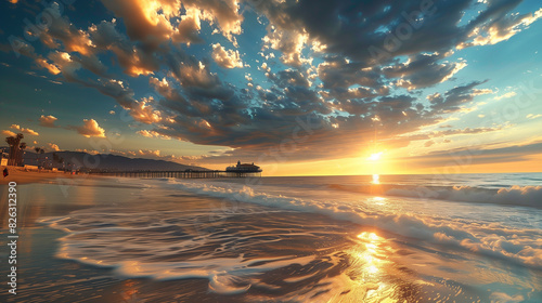 Spectacular Sunset View: Santa Monica Pier, Los Angeles photo