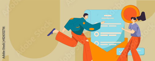 People exercising healthy running vector internet operation illustration
