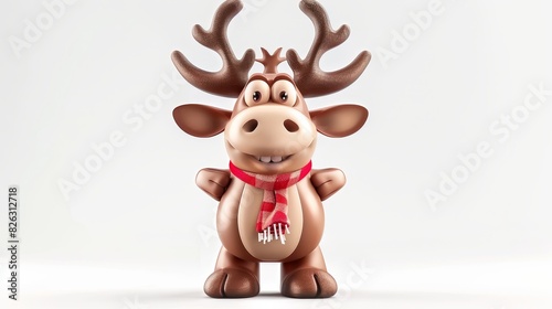 Animated 3D cartoon reindeer on a white background