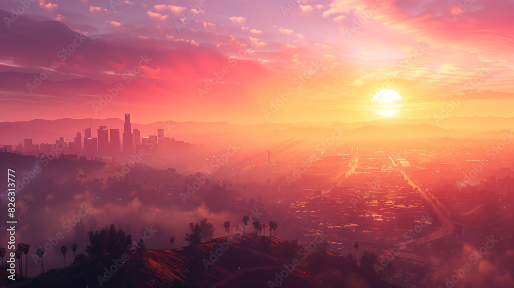 Los Angeles California Early Morning Sunrise View