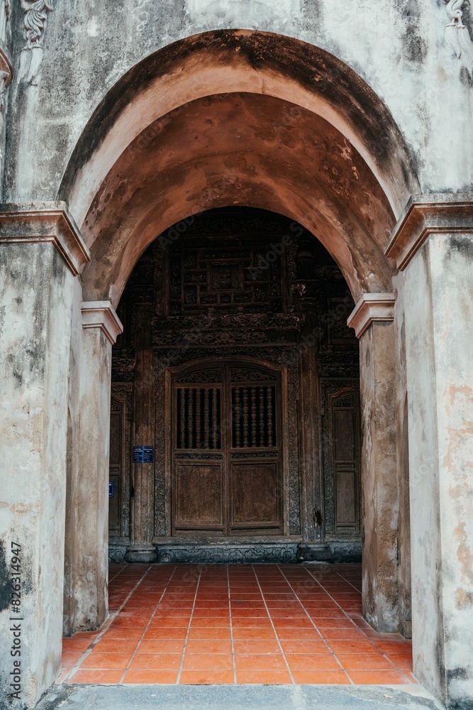 Exterior of an ancient entrance at Phat Diem Vietnamese Catholic Church Cathedral, Northern Vietnam Exterior of an ancient entrance at Phat Diem Vietnamese Catholic Church Cathedral, Northern Vietnam