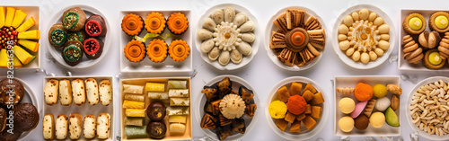 A plate of different sweets including a variety of different flavors festive celebration on white background
 photo