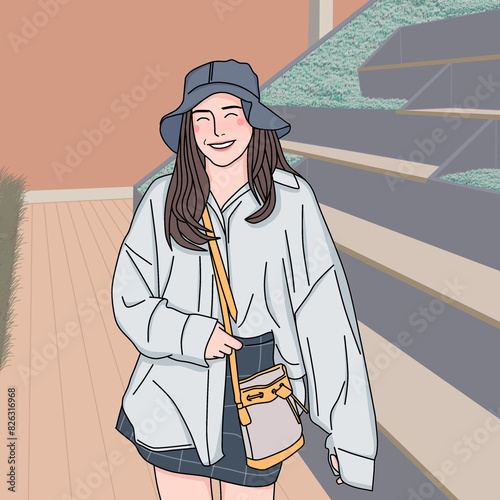 A girl walking outdoors